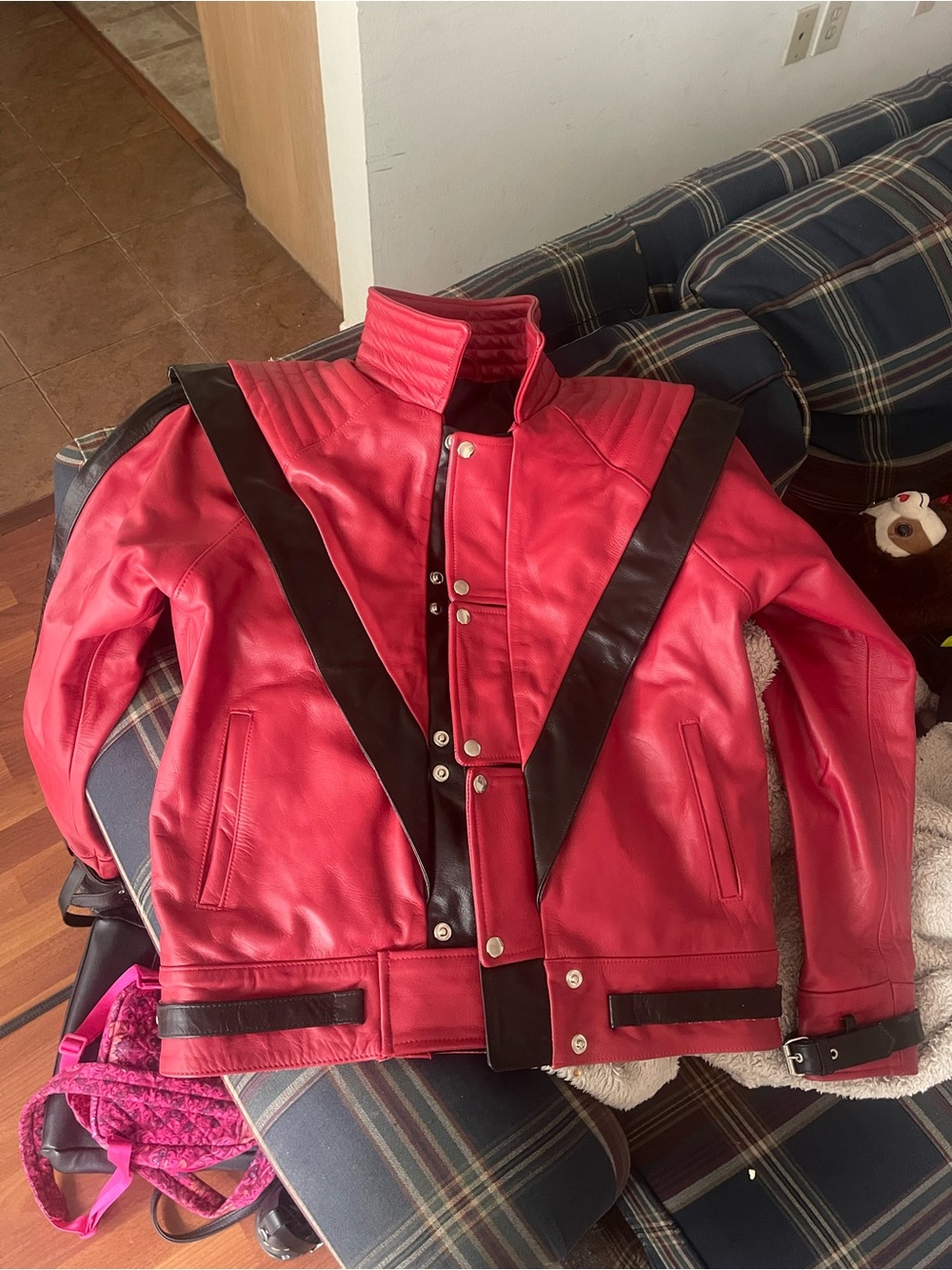 Red Faux Leather Men's Michael Jackson Thriller Jacket